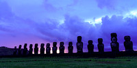 Moai at dawn at Tongariki on Easter Island
